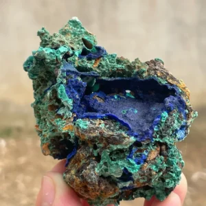 azurite and malachite specimen formed from copper minerals