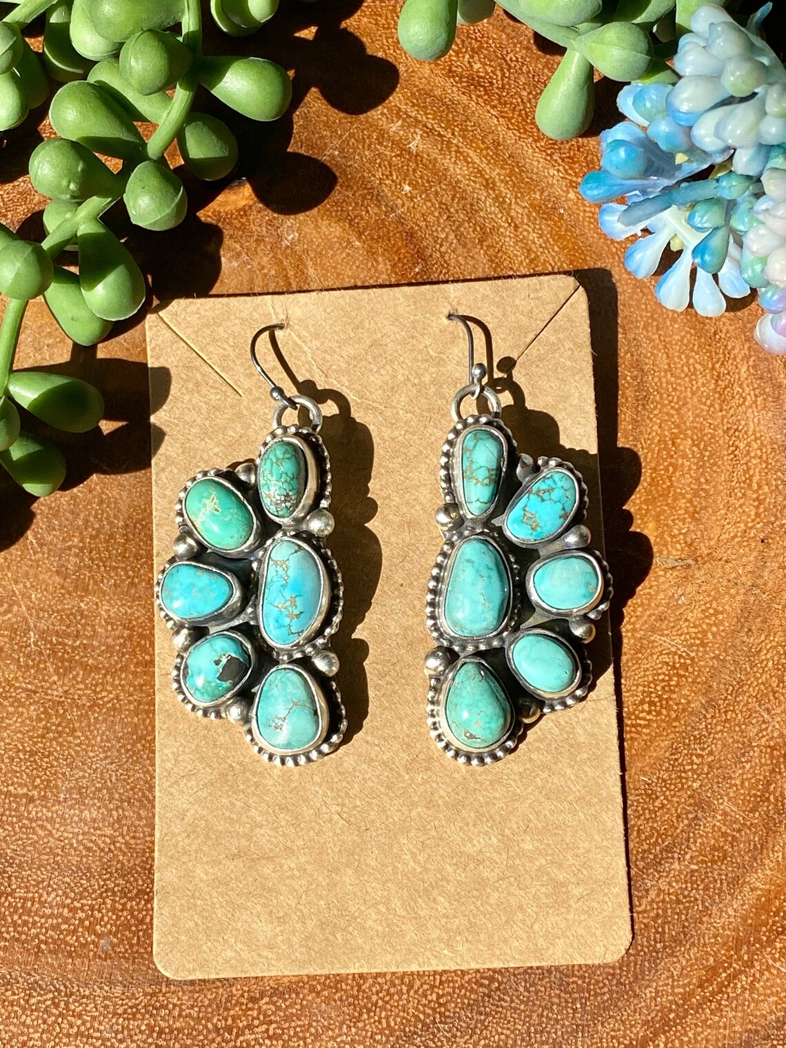 Kathleen Chavez Carico Lake Turquoise & Sterling Silver Post Dangle Earrings