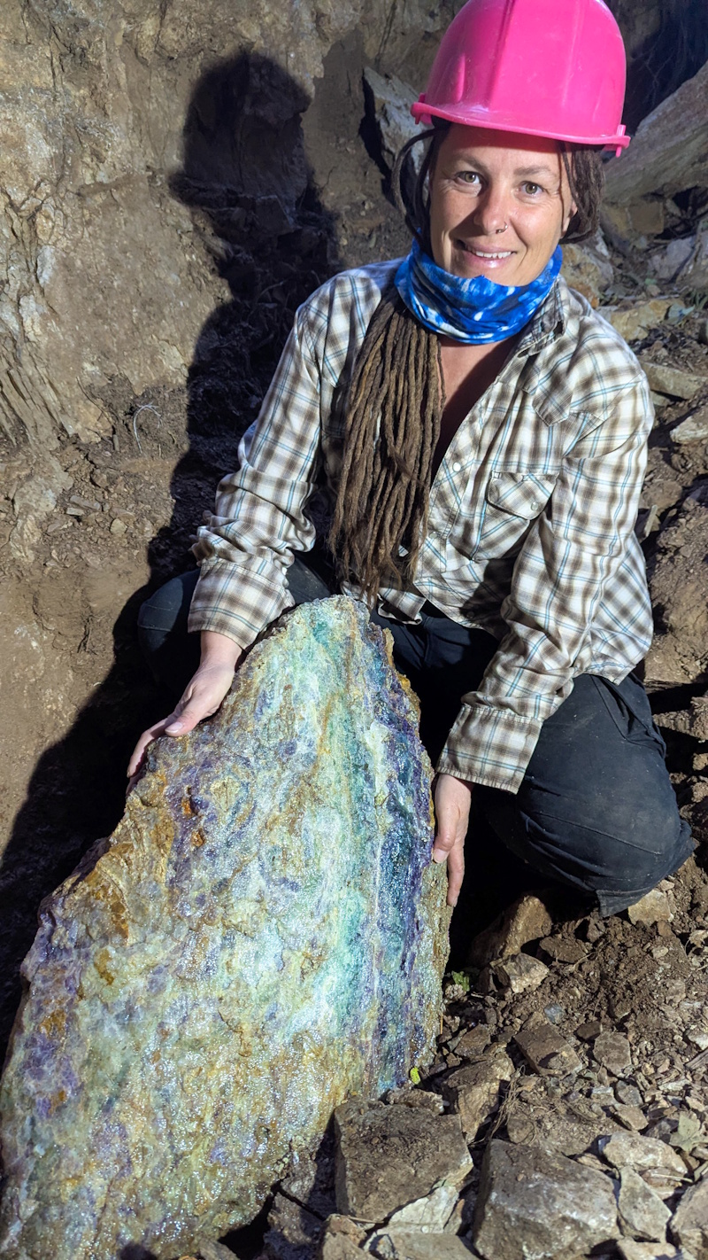 200lb rainbow fluorite specimen unearthed at the Lone Star Mine in Southern AZ
